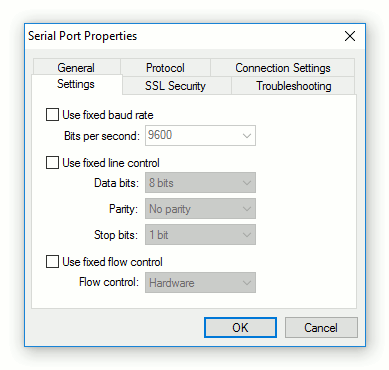 Serial Port Redirector - Fixed Port Settings