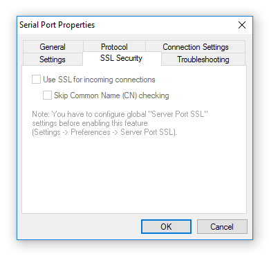 Serial Port Redirector - SSL Settings